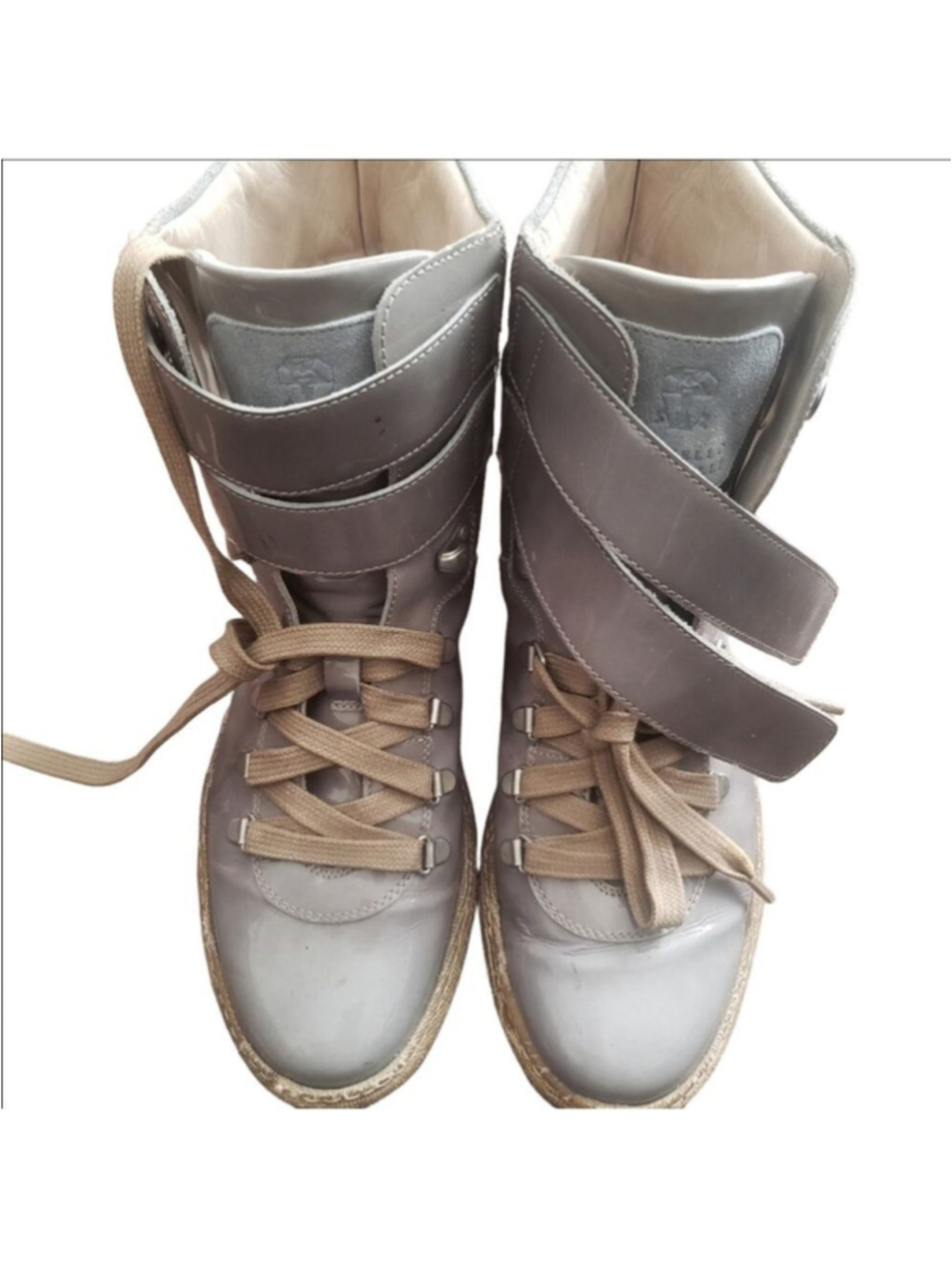 Brunello Cucinelli Patent Leather Hightop Sneakers.